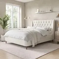 Double Ottoman Bed with Storage - Cream, Woven