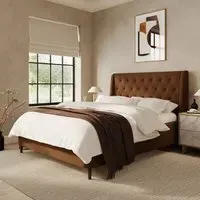 Double Ottoman Bed with Storage - Orange, Chenille