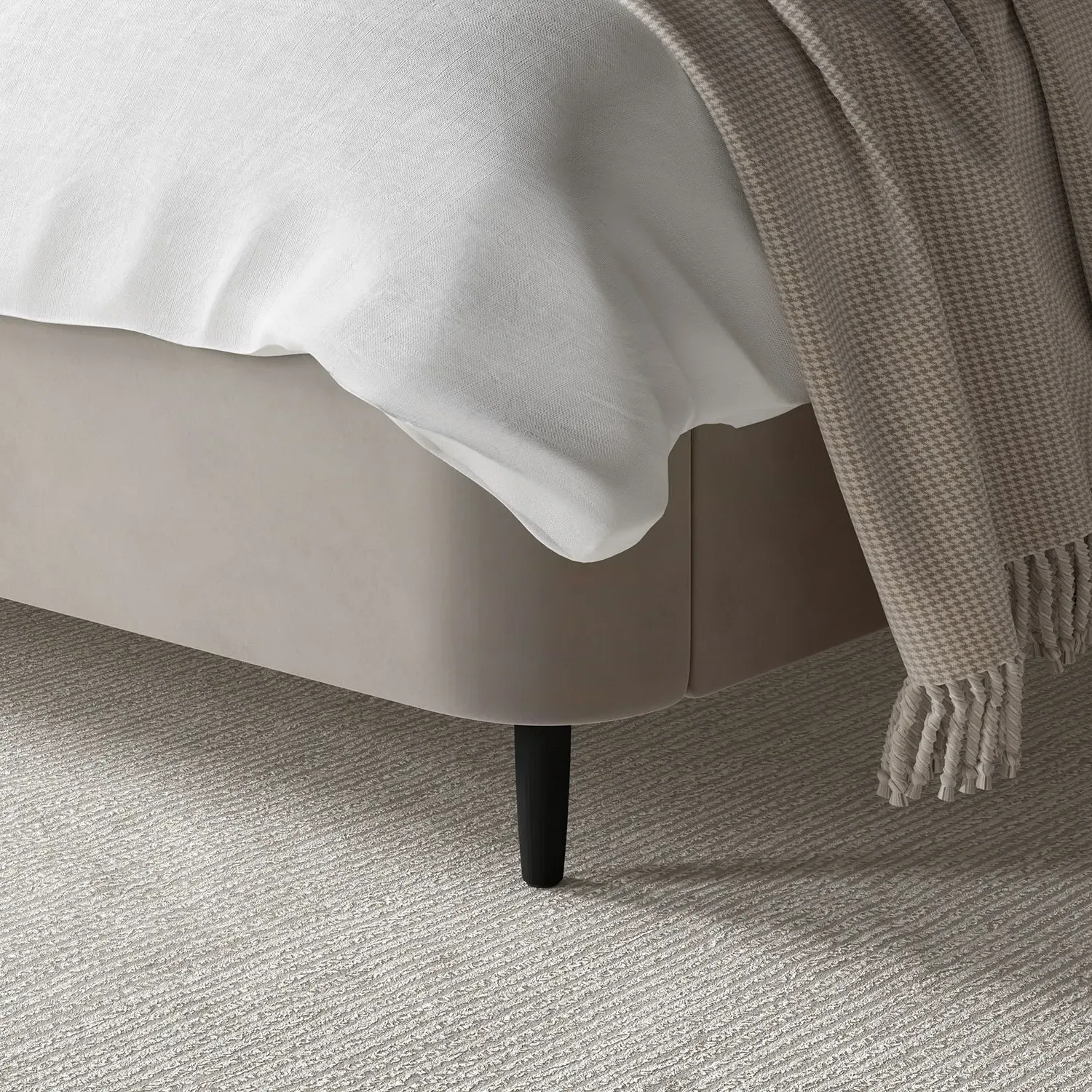 King Size Ottoman Bed with Storage - Beige, Velvet