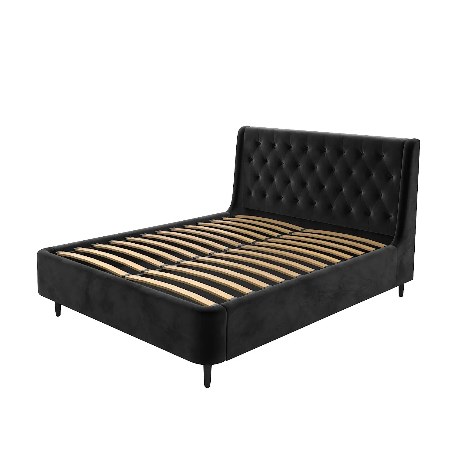 King Size Ottoman Bed with Storage - Black, Velvet