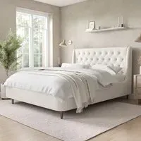 King Size Ottoman Bed with Storage - Cream, Woven