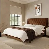 King Size Ottoman Bed with Storage - Orange, Chenille
