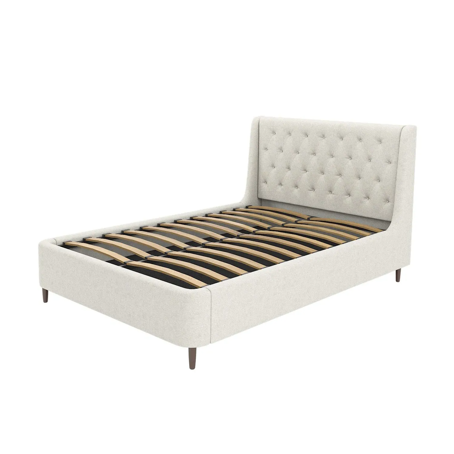 Small Double Ottoman Bed with Storage - Cream, Fabric