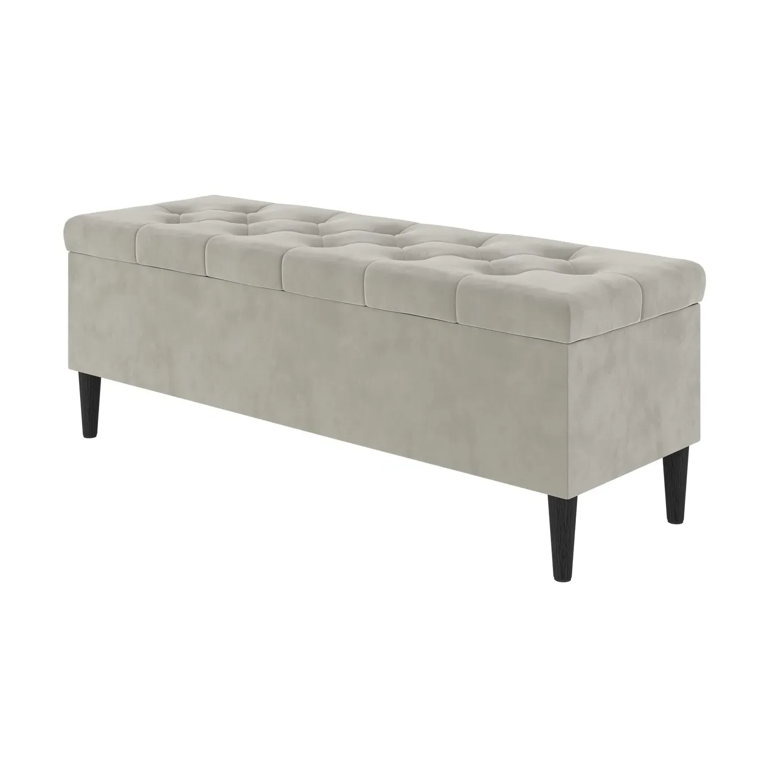 Storage Ottoman Bench - Beige, Velvet