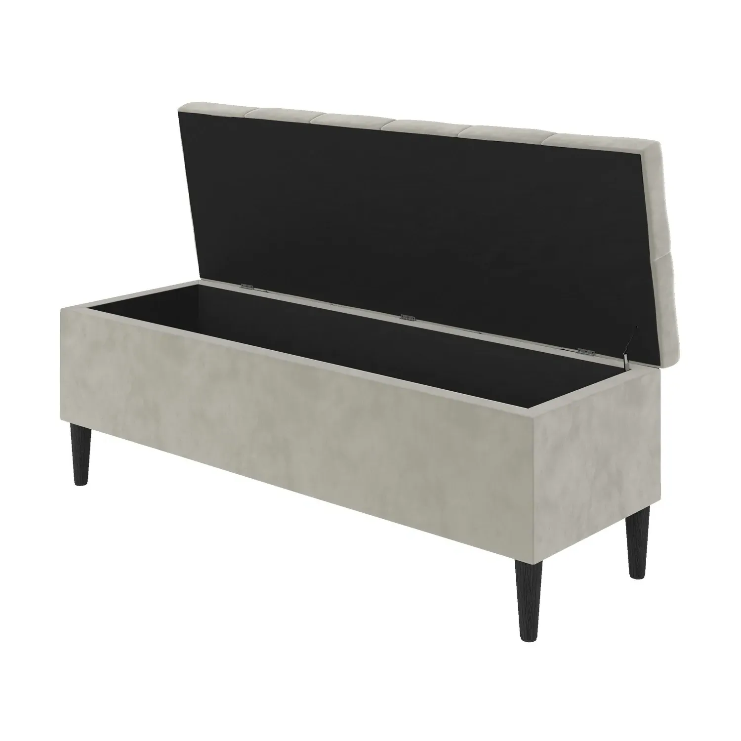 Storage Ottoman Bench - Beige, Velvet