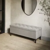 Storage Ottoman Bench - Beige, Velvet