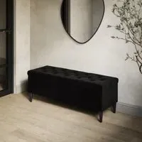 Storage Ottoman Bench - Black, Velvet