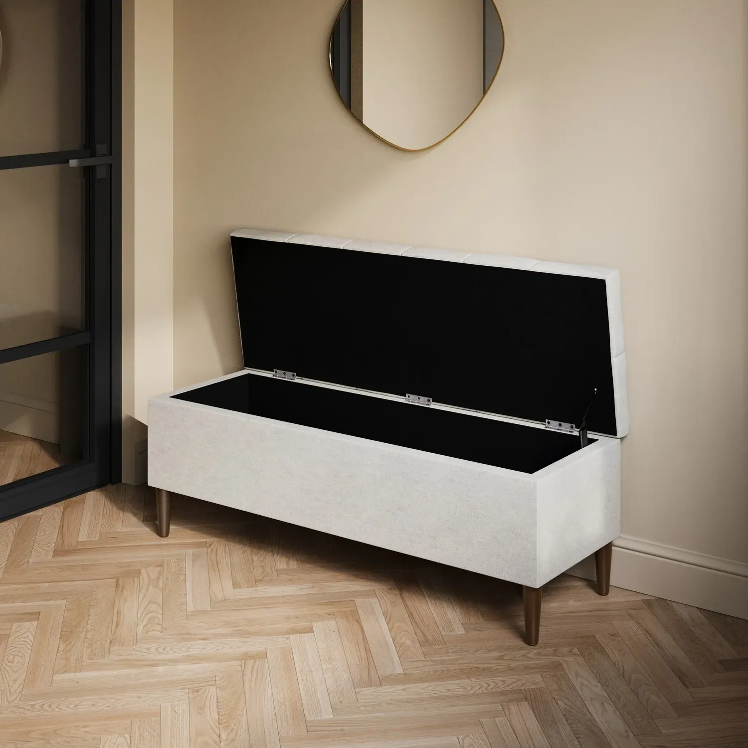 Storage Ottoman Bench - Cream, Fabric