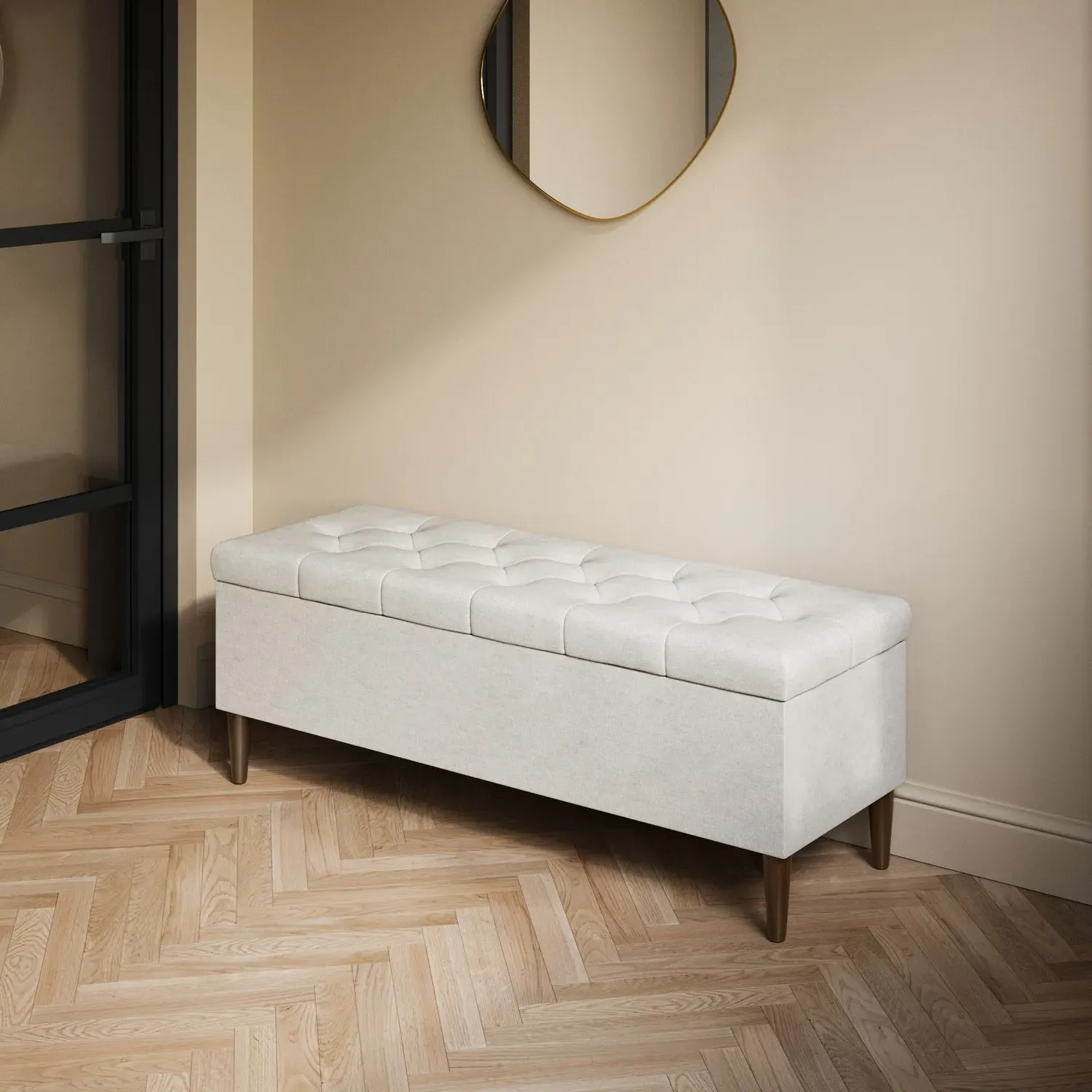 Storage Ottoman Bench - Cream, Fabric image
