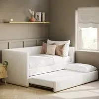 Single Day Bed with Pull Out Trundle - Cream, Fabric