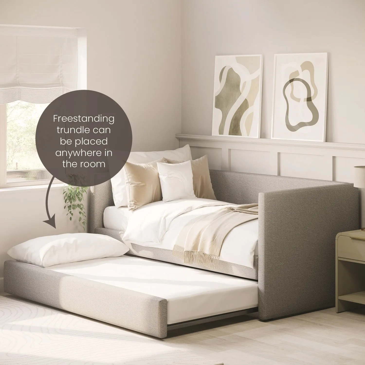 Single Day Bed with Pull Out Trundle - Grey