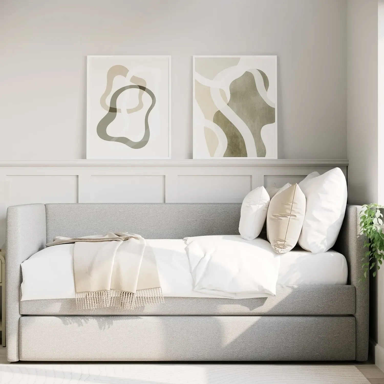 Single Day Bed with Pull Out Trundle - Grey