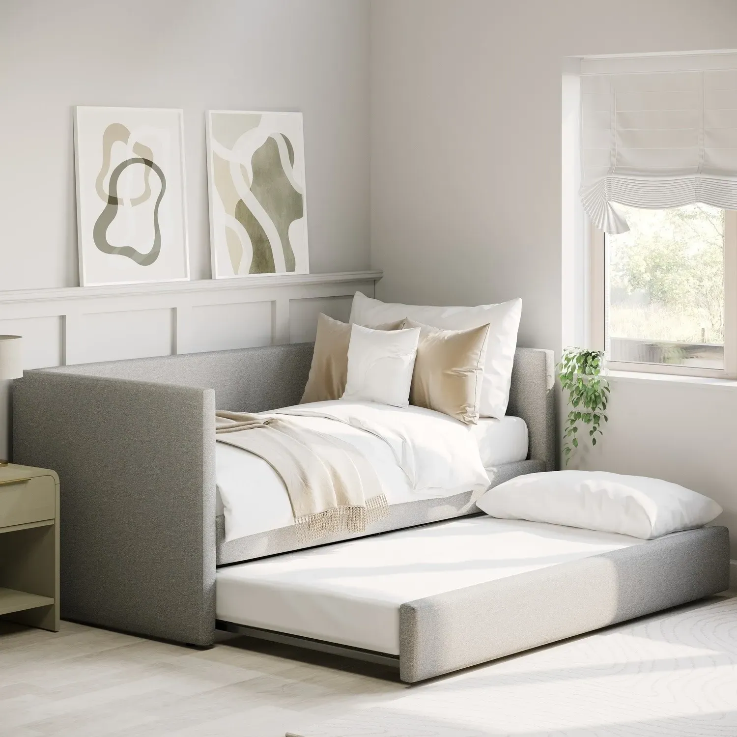 Single Day Bed with Pull Out Trundle - Grey image