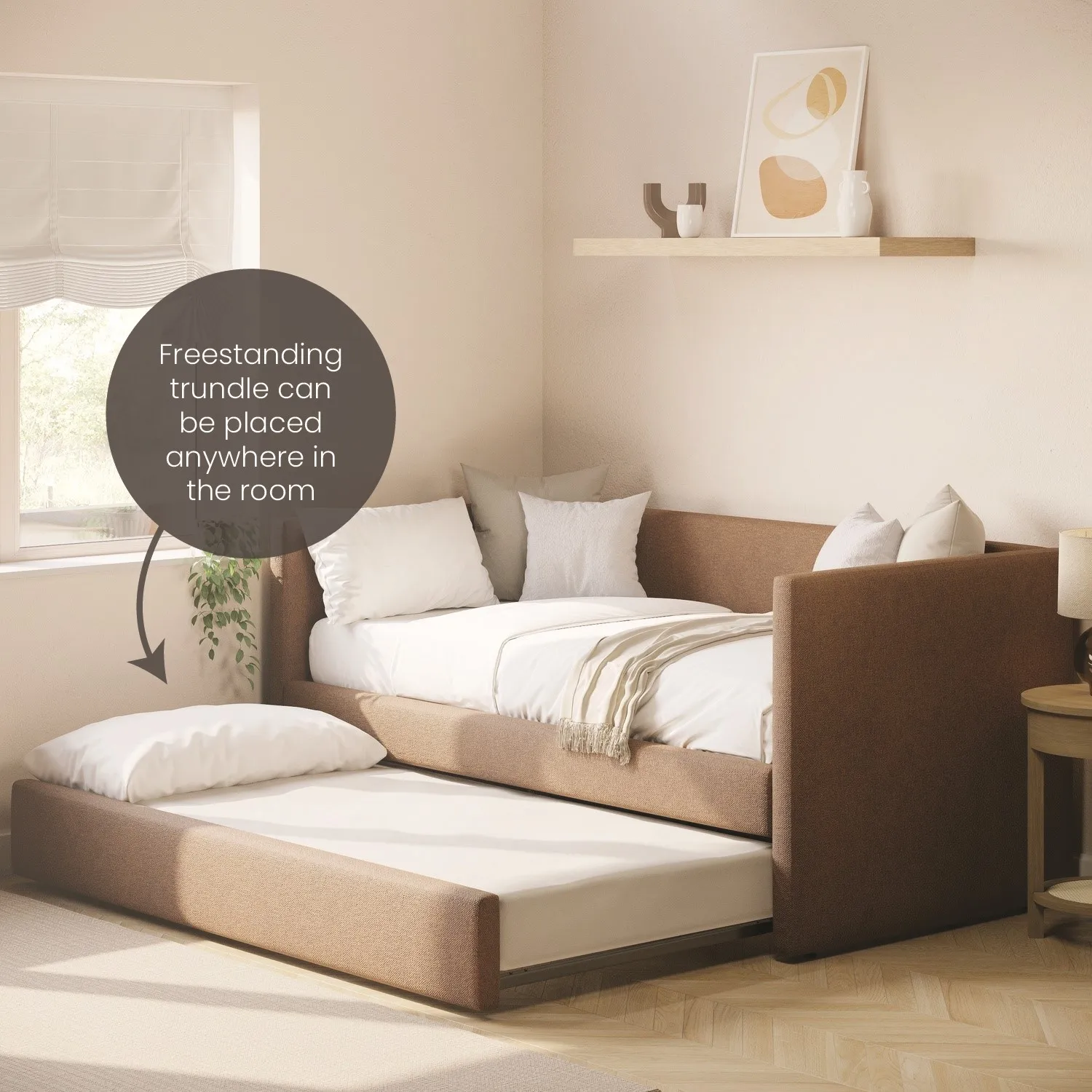 Single Day Bed with Pull Out Trundle - Orange, Chenille