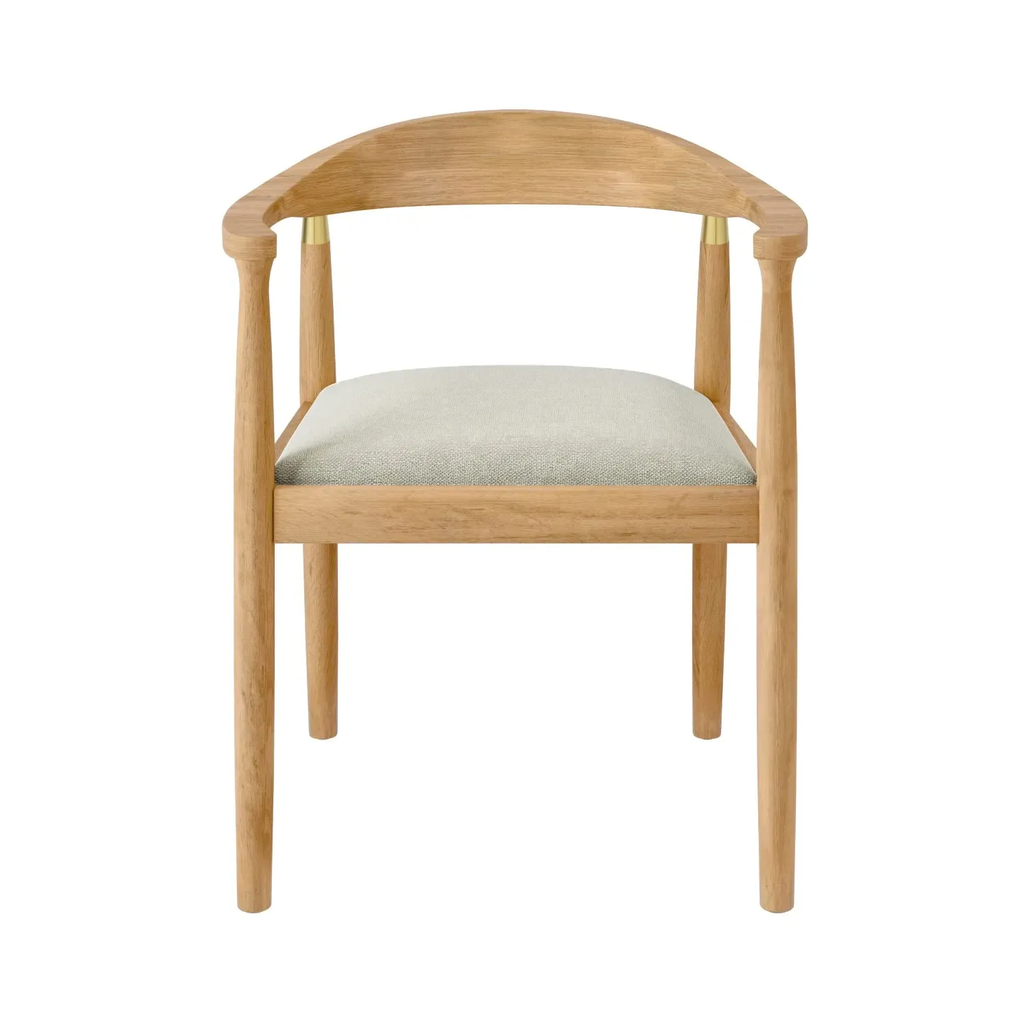 Carver Dining Chair with Brass Detail - Brown, Oak
