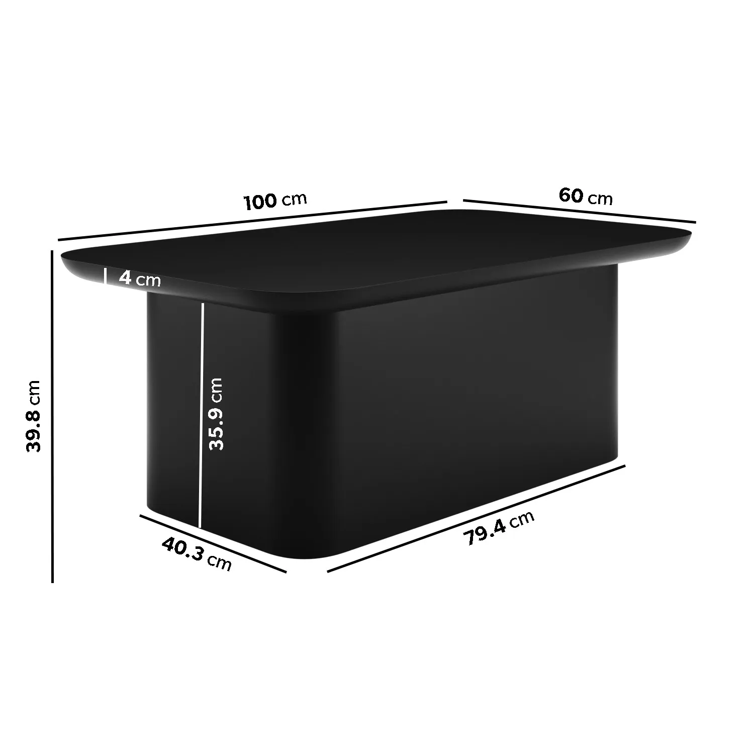 Rectangular Coffee Table with Storage - Black, Wood