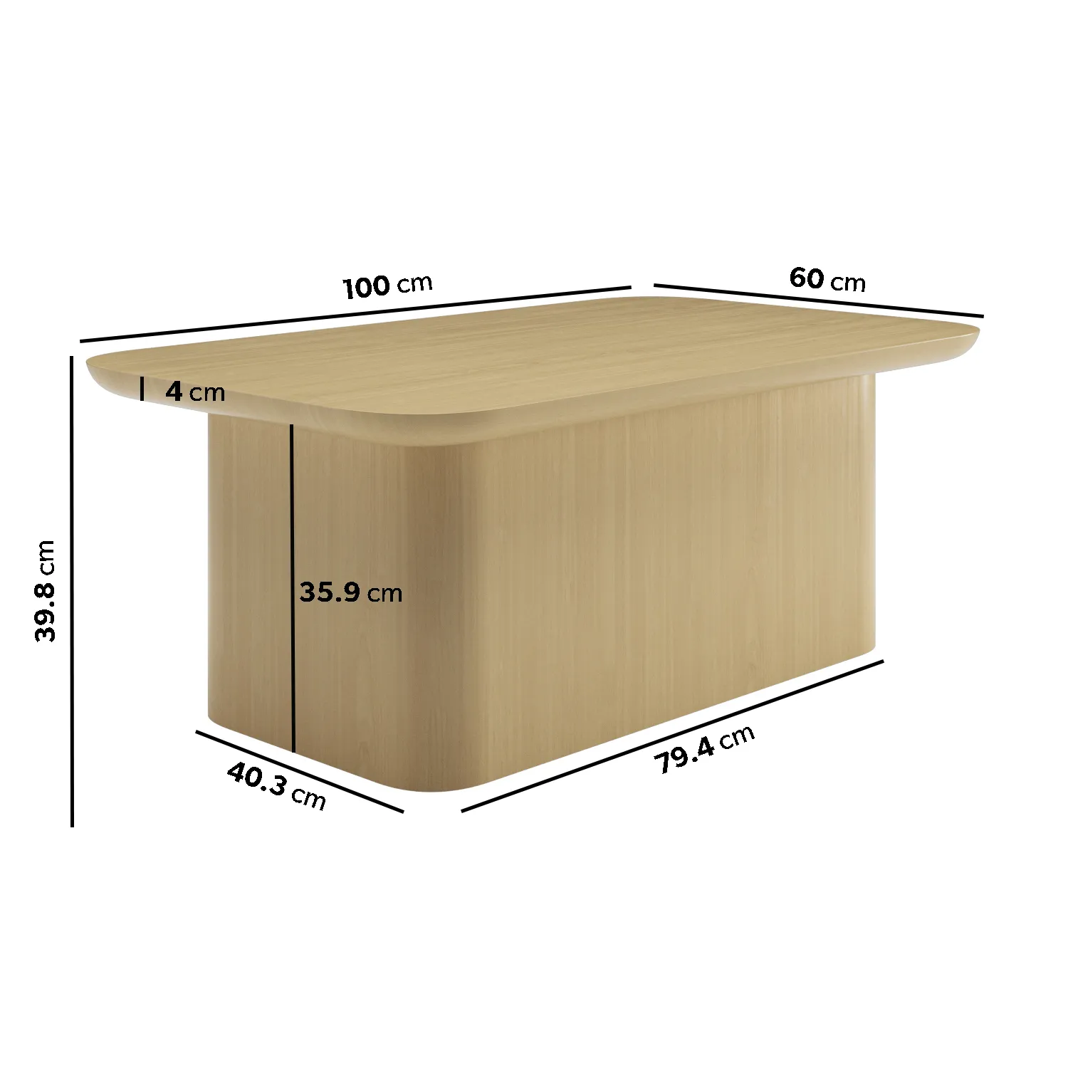 Rectangular Coffee Table with Storage - Brown, Oak