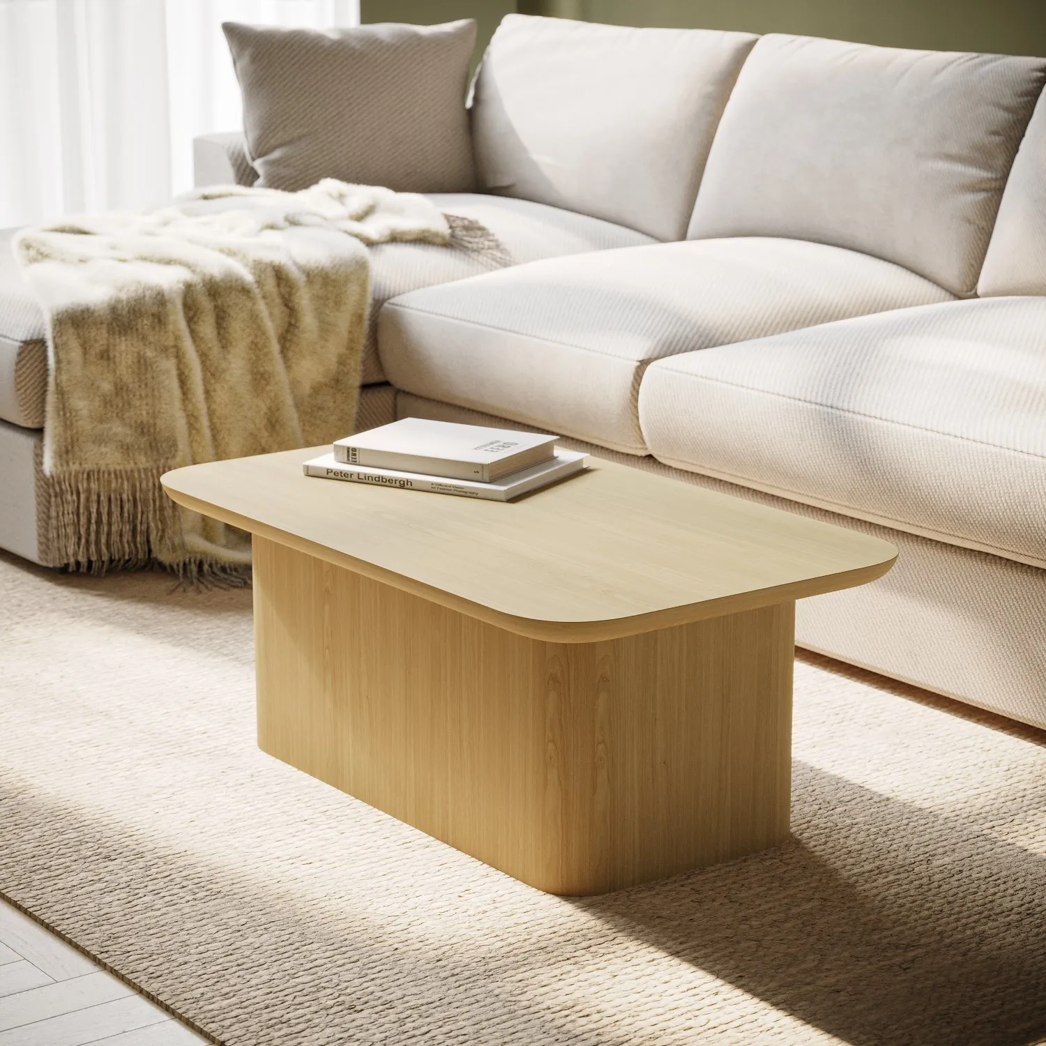 Rectangular Coffee Table with Storage - Brown, Oak image