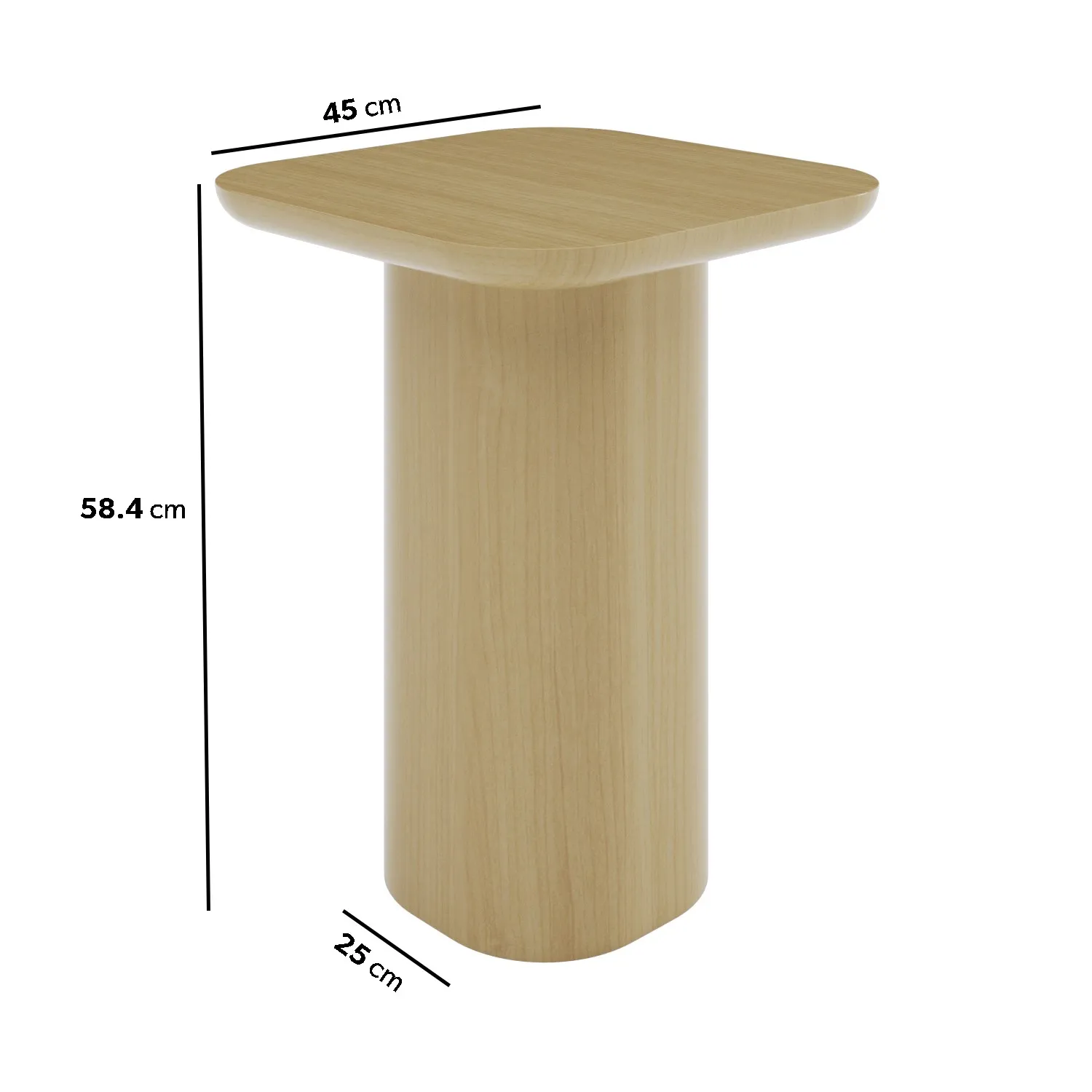 Square Pedestal Side Table - Brown, Oak