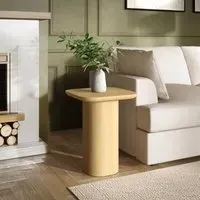 Square Pedestal Side Table - Brown, Oak