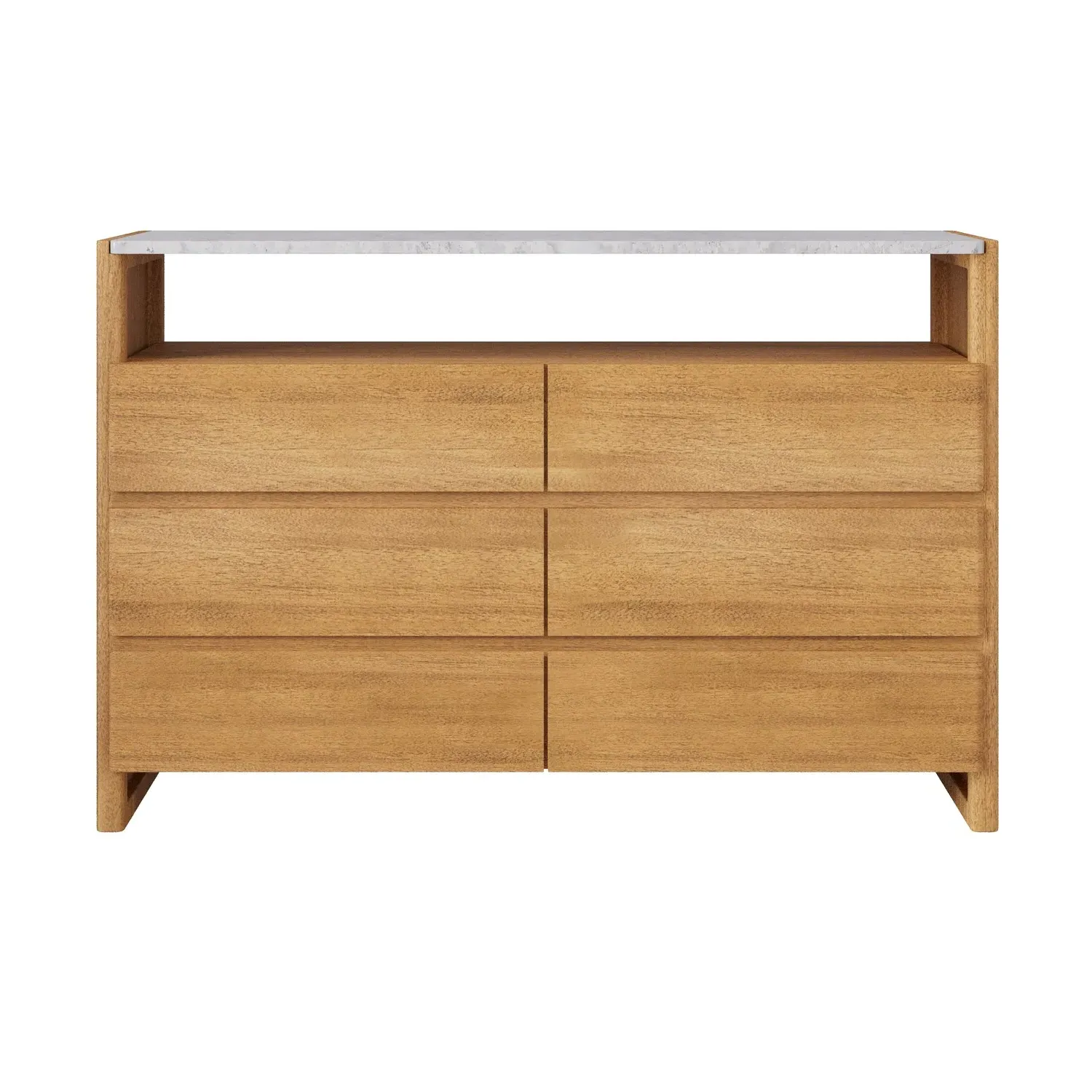 6-Drawer Chest with Marble Top - Wood, Acacia
