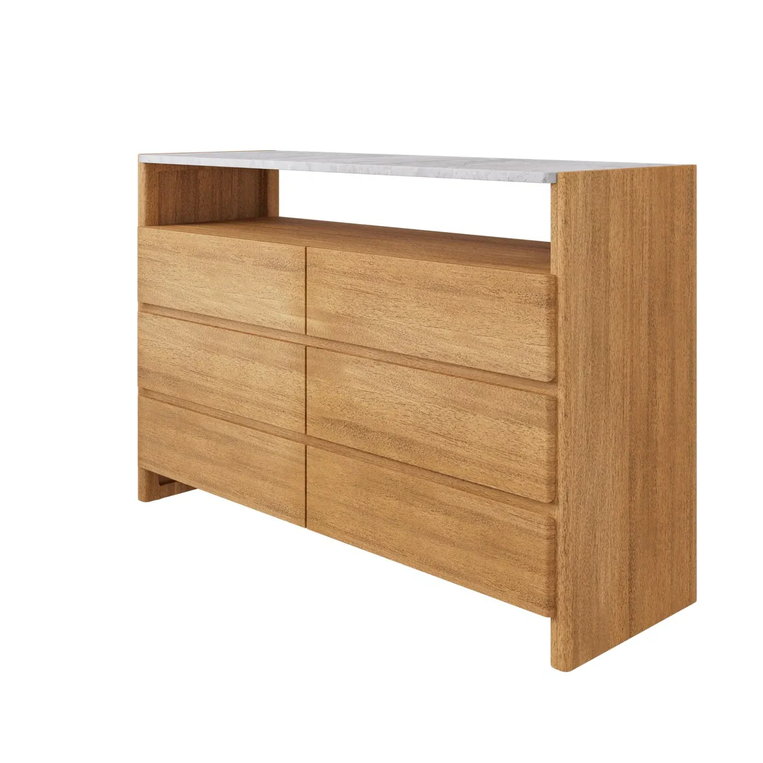 6-Drawer Chest with Marble Top - Wood, Acacia