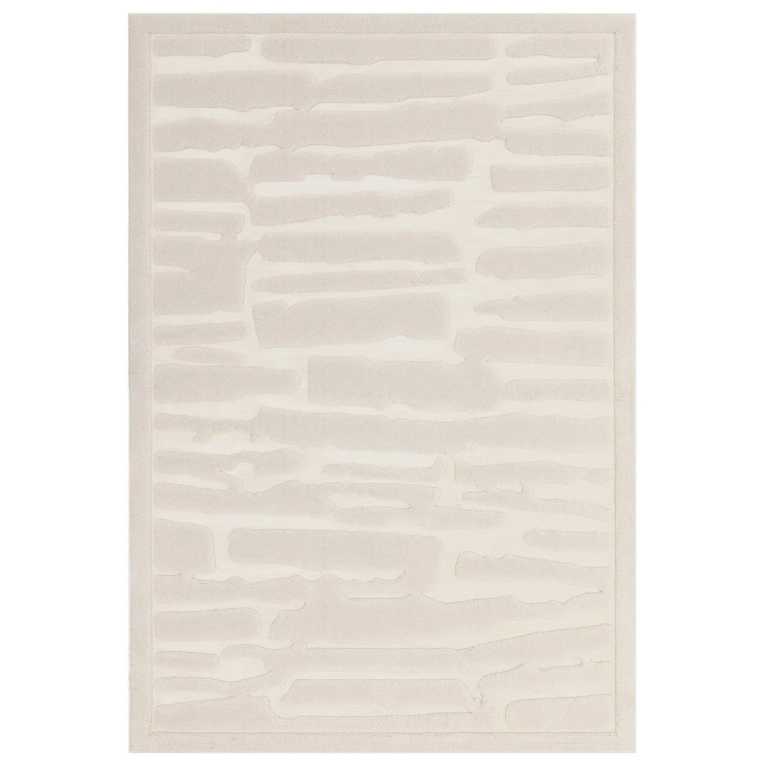 Abstract Rug with 3D Pattern - Cream, Polyester