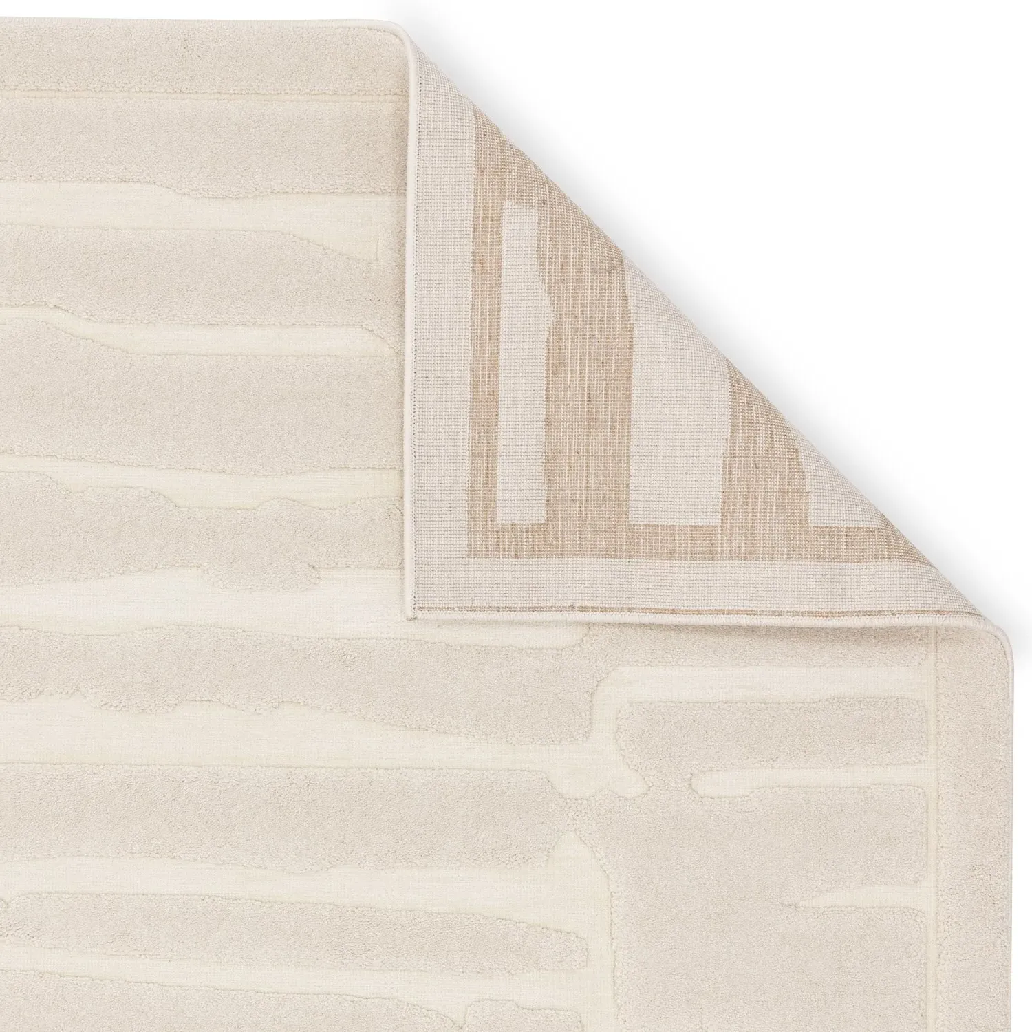 Abstract Rug with 3D Pattern - Cream, Polyester