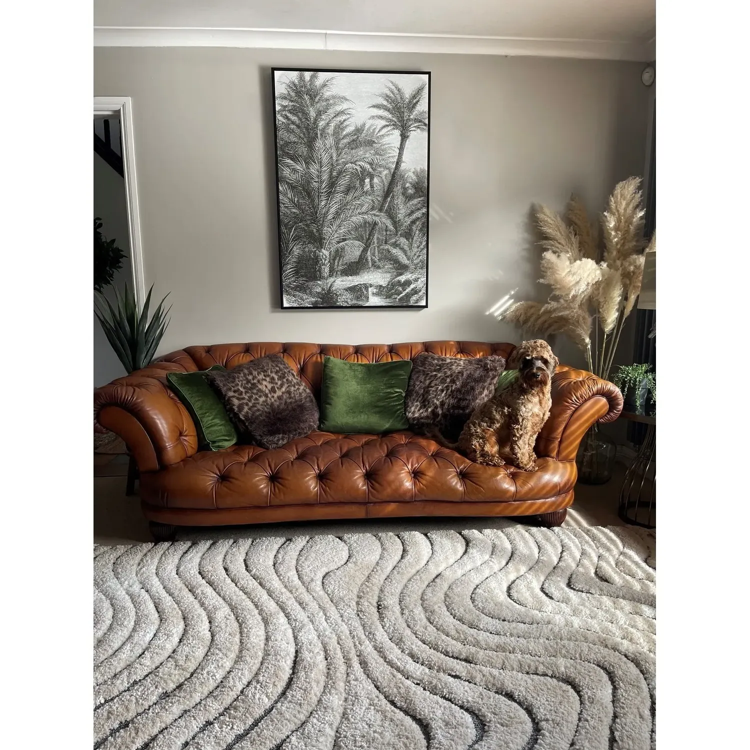 Abstract Rug with Fringed Edging - Cream, Polypropylene