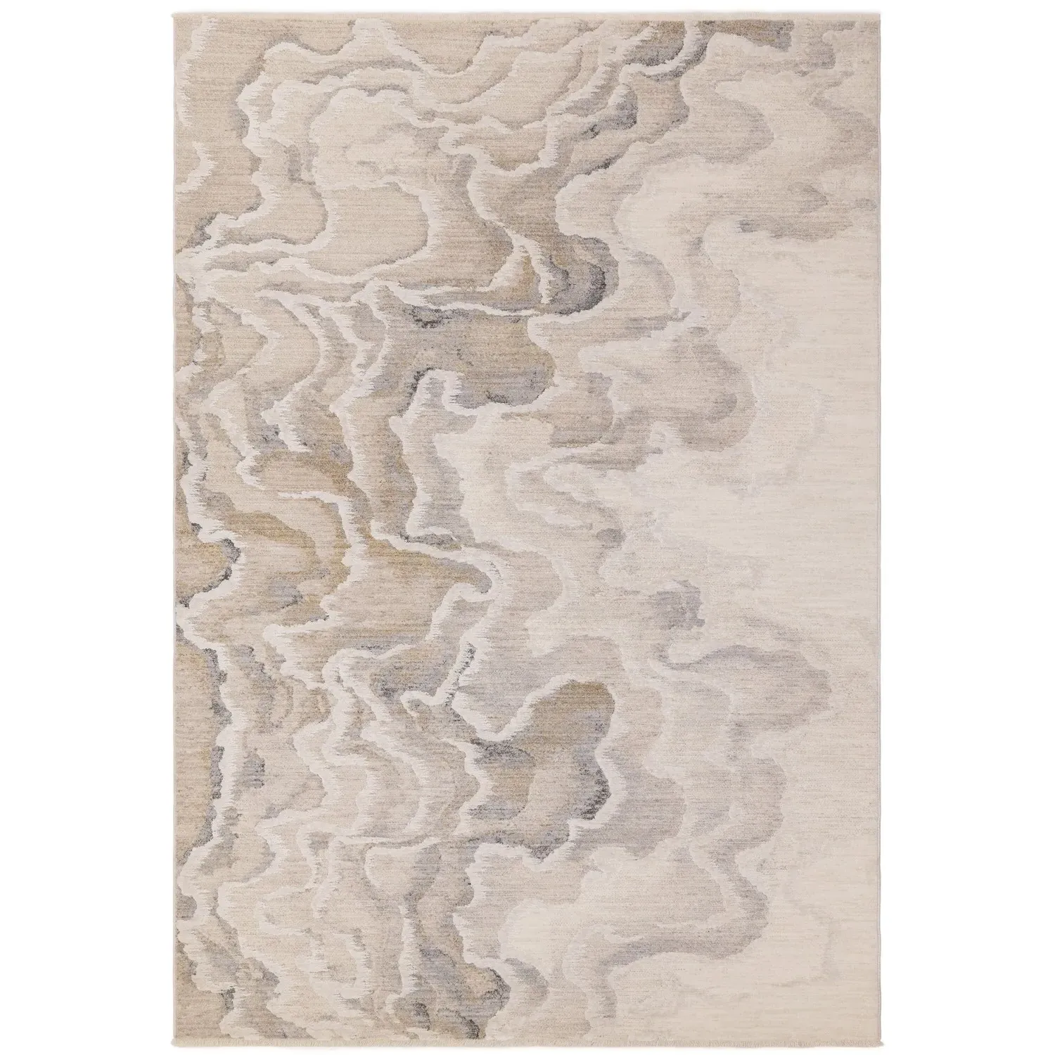 Abstract Rug with High-Low Effect - Beige, Polyester image