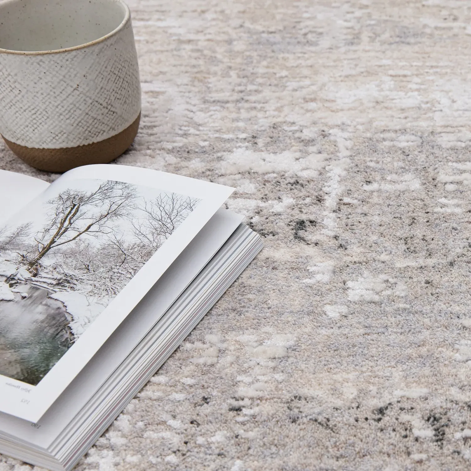 Abstract Rug with High-Low Texture - Beige, Polyester