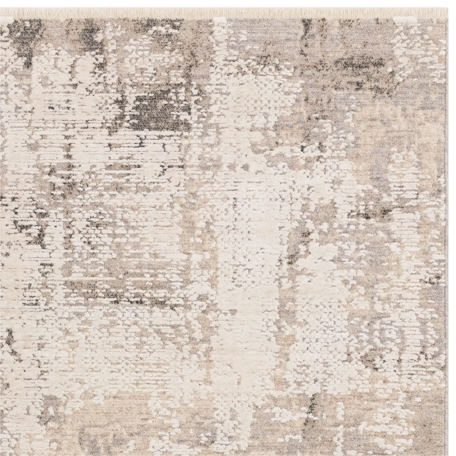 Abstract Rug with High-Low Texture - Beige, Polyester