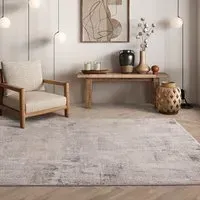 Abstract Rug with High-Low Texture - Beige, Polyester