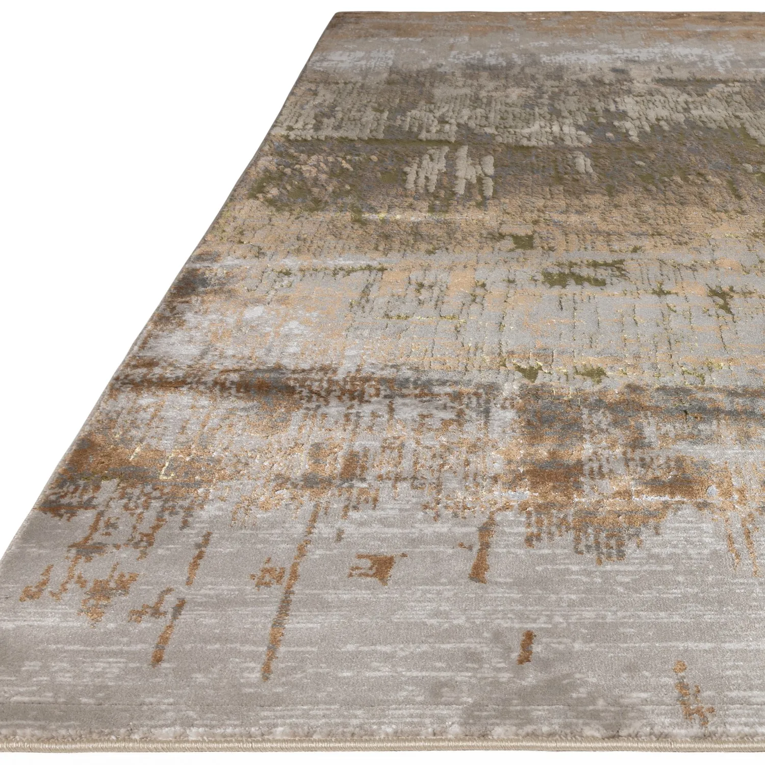 Abstract Rug with Metallic Accents - Beige
