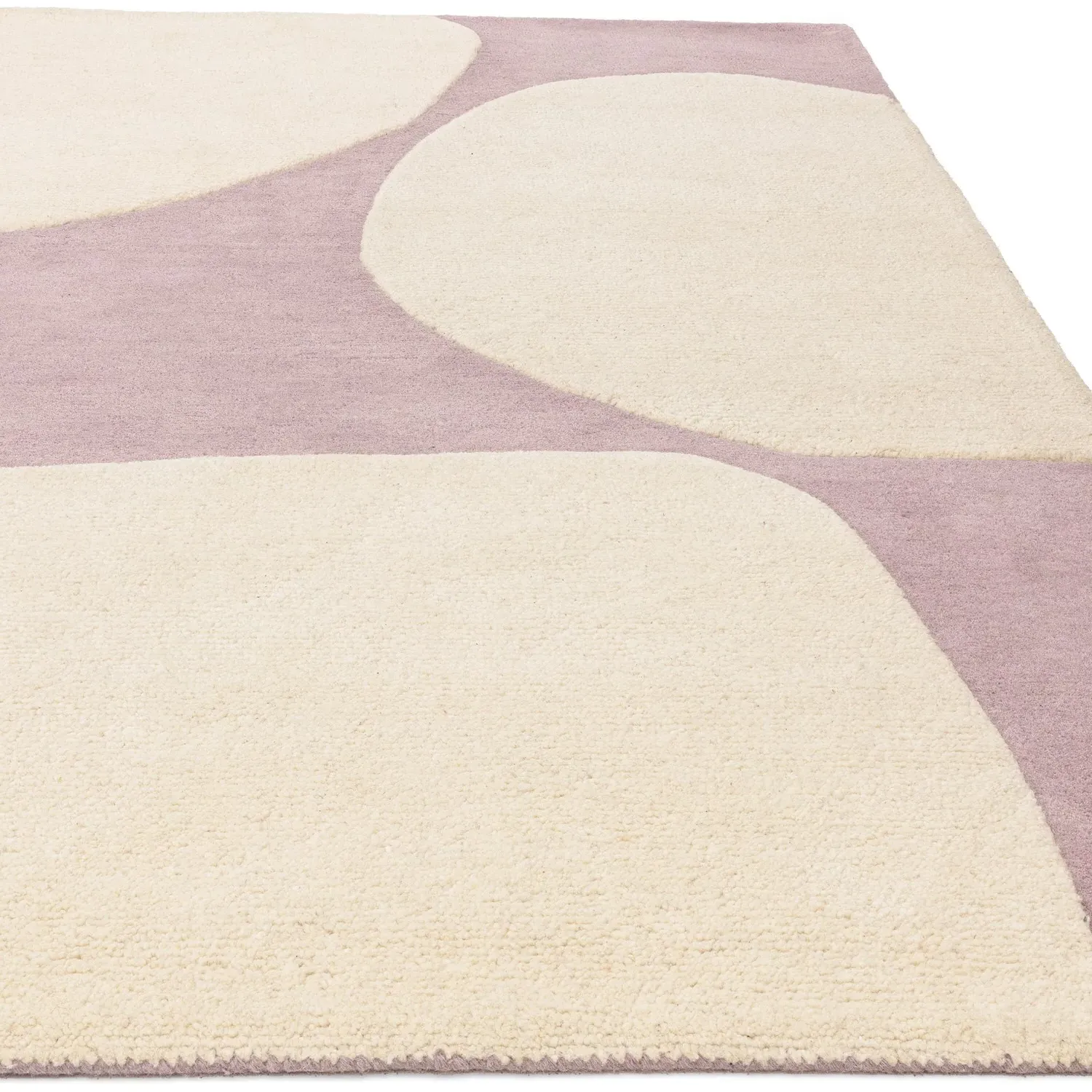 Abstract Rug with Pebble Design - Pink, Wool