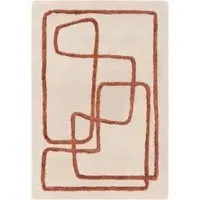 Abstract Rug with Raised Accents - Copper, Wool