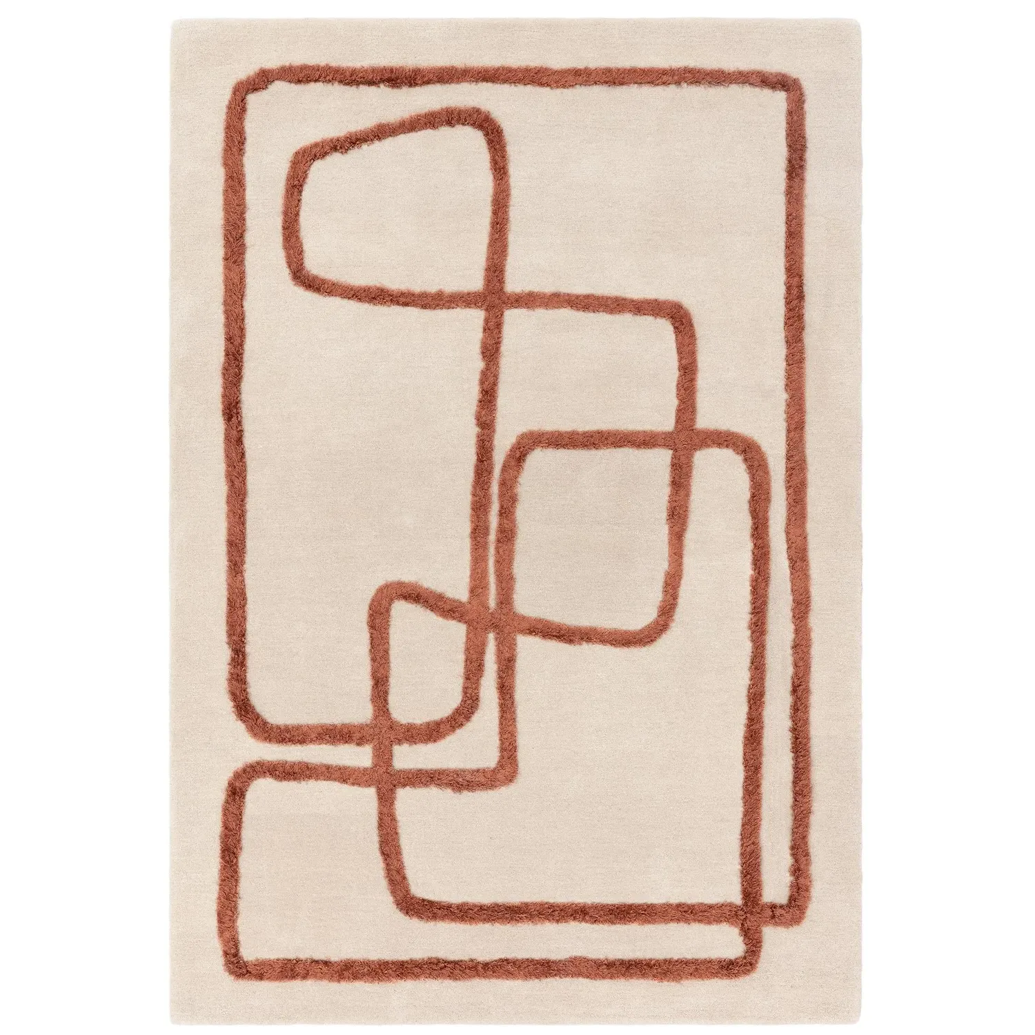 Abstract Rug with Raised Accents - Copper, Wool image