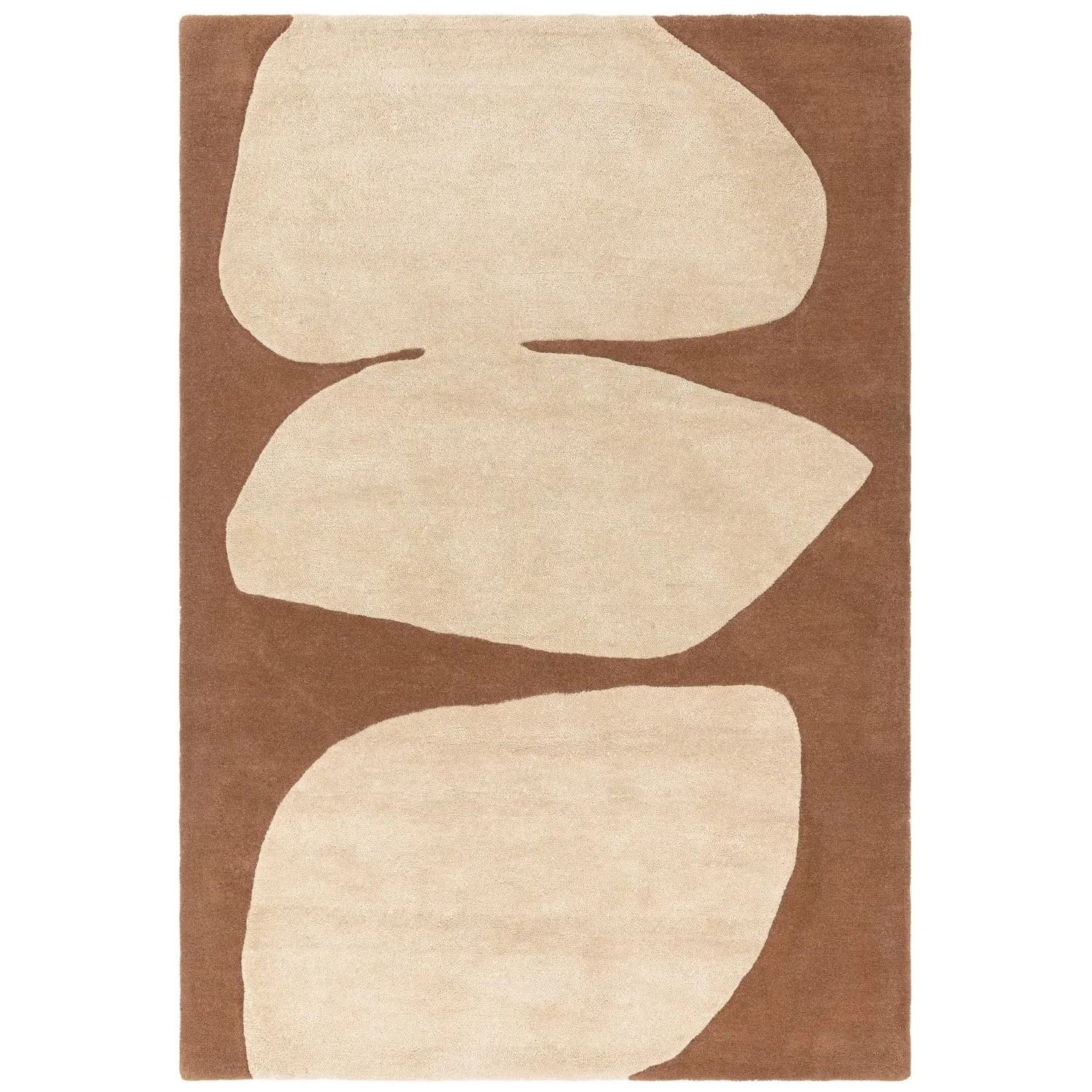 Abstract Rug with Sculpted Design - Orange, Wool