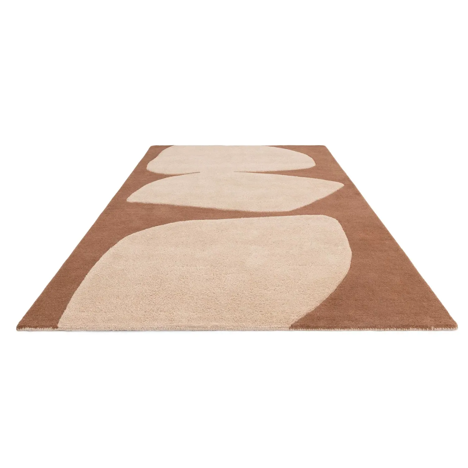 Abstract Rug with Sculpted Design - Orange, Wool