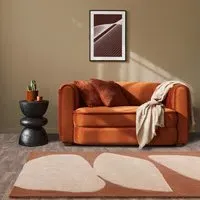Abstract Rug with Sculpted Design - Orange, Wool