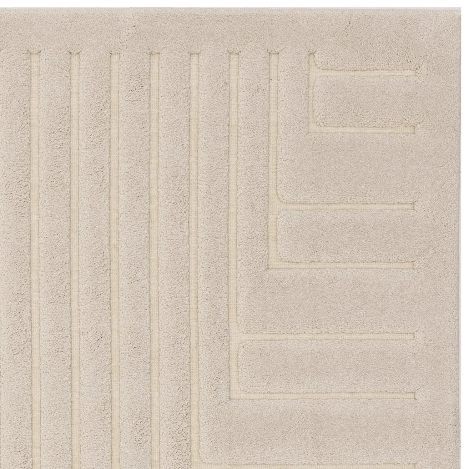 Geometric Rug with 3D Pattern - Cream, Polyester