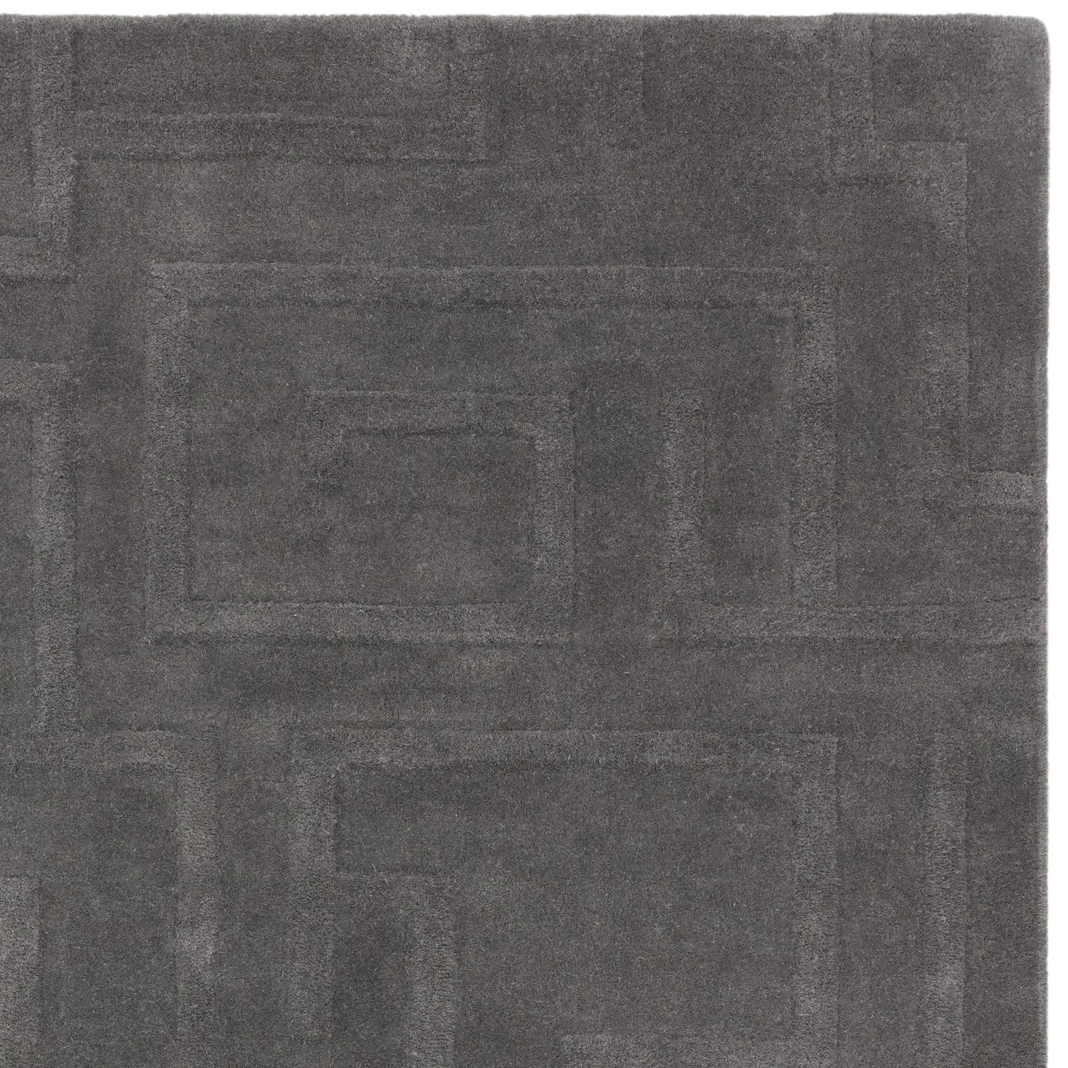 Hand Carved Geometric Rug - Grey, Wool