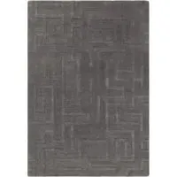 Hand Carved Geometric Rug - Grey, Wool