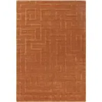 Hand Carved Geometric Rug - Orange, Wool