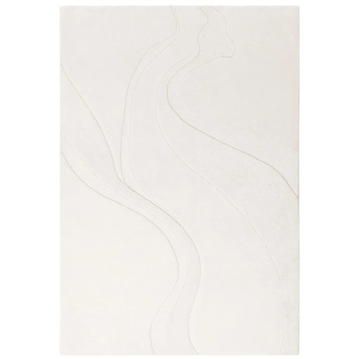 Hand Carved Rug - Cream, New Zealand Wool image