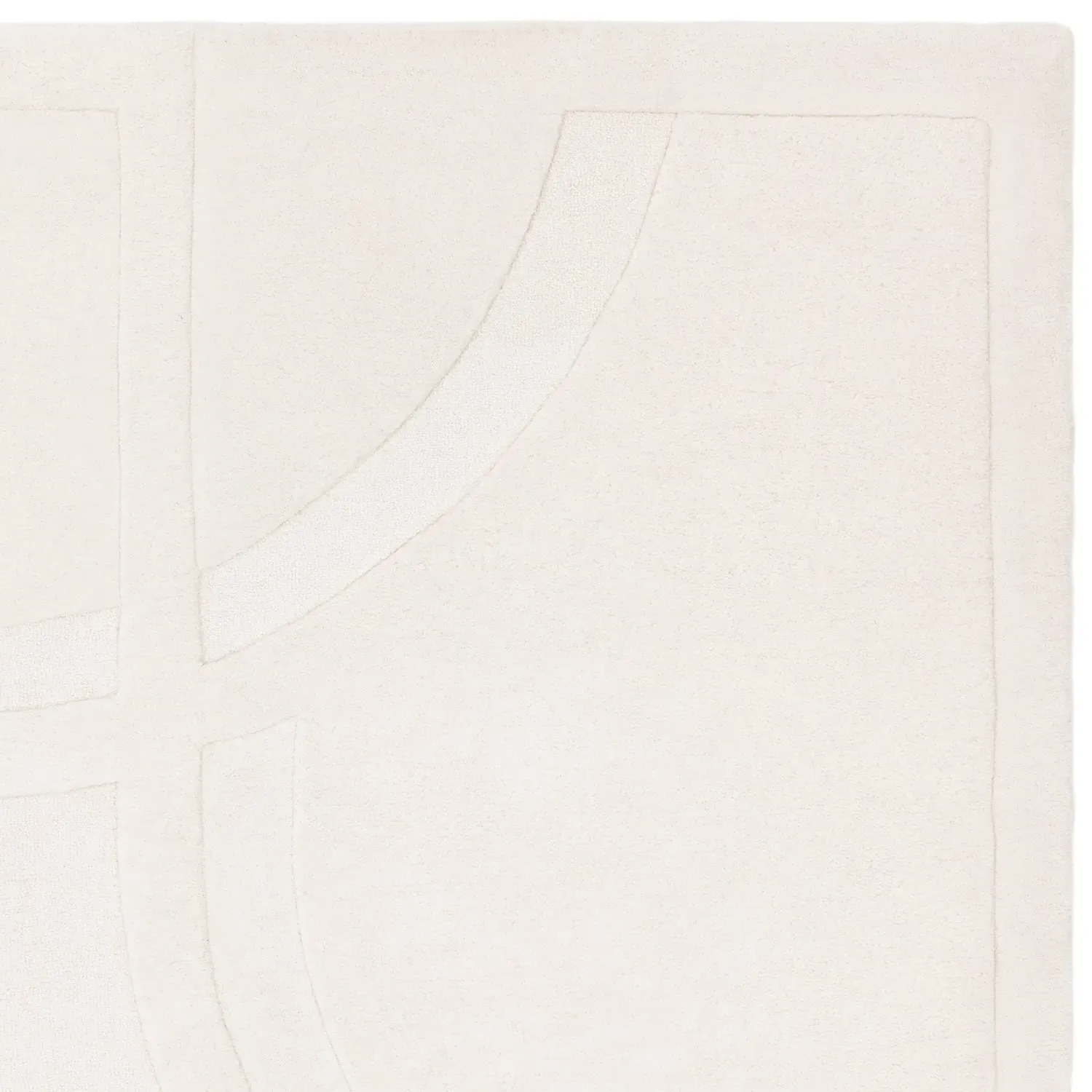 Hand Carved Rug Movement Pattern - Cream, Wool