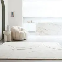 Hand Carved Rug Movement Pattern - Cream, Wool