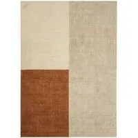 Hand Woven Rug with Blocks - Cream, Wool