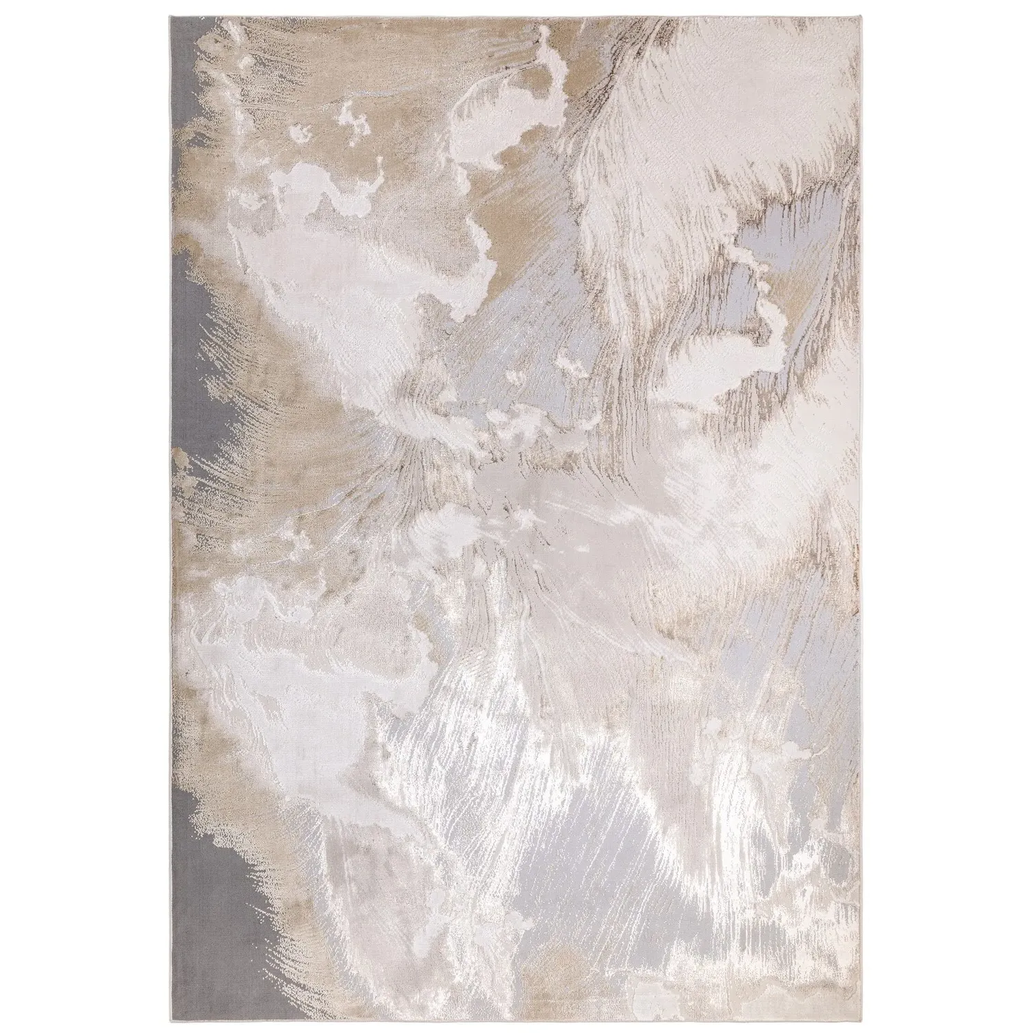 Large Abstract Rug - Beige, Polyester Blend