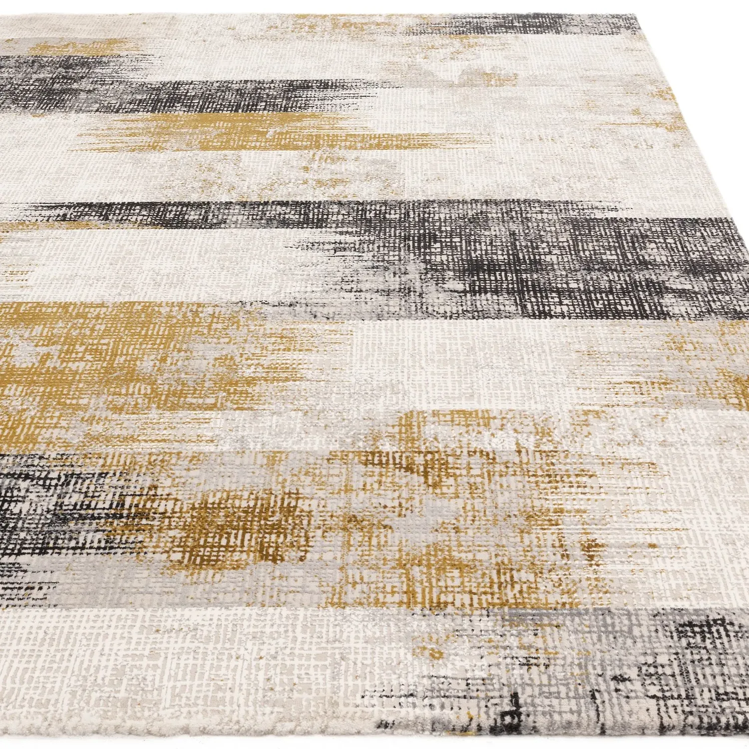 Large Abstract Rug - Gold, Polyester